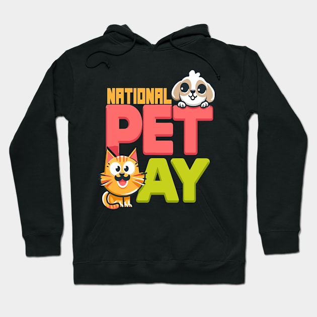 National Pet Day Fun: Cheerful Cat & Dog Hoodie by maknatess